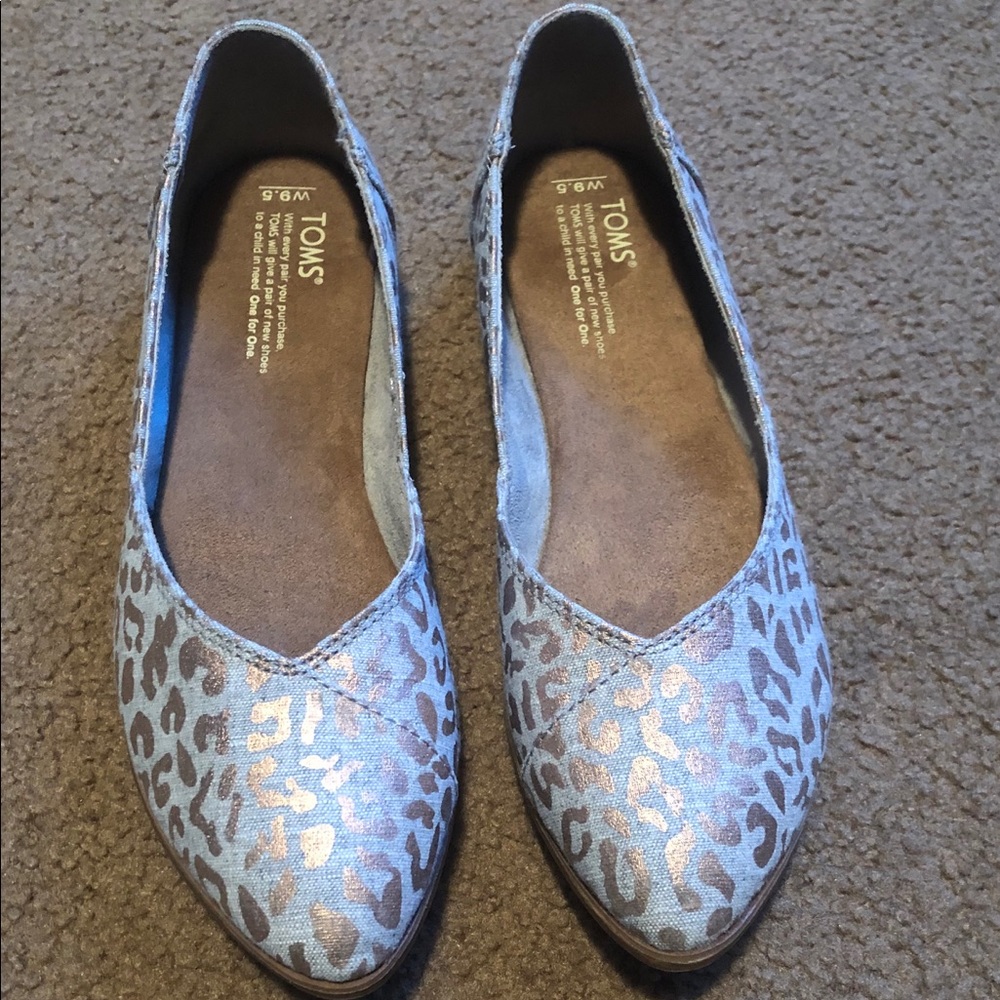 TOMS Jutti Ballet Flat Sz 9.5 Rose Gold Cheetah